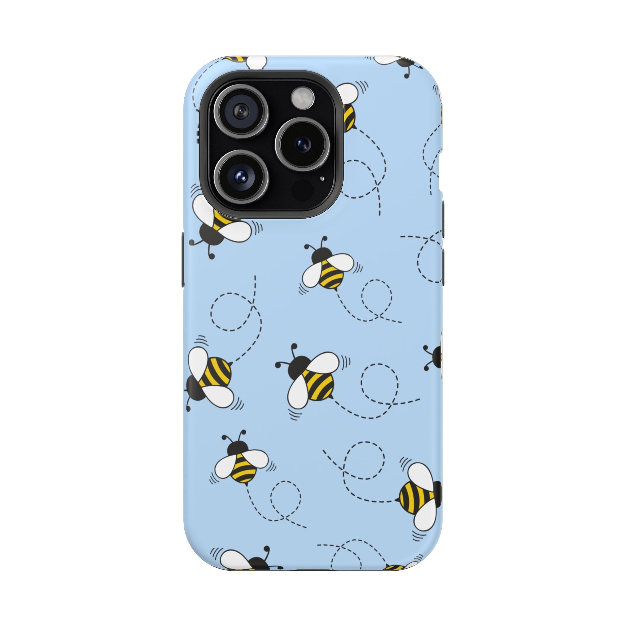 Phone Case | Sky Blue Bee Pattern Magnetic Impact-Resistant Phone Case