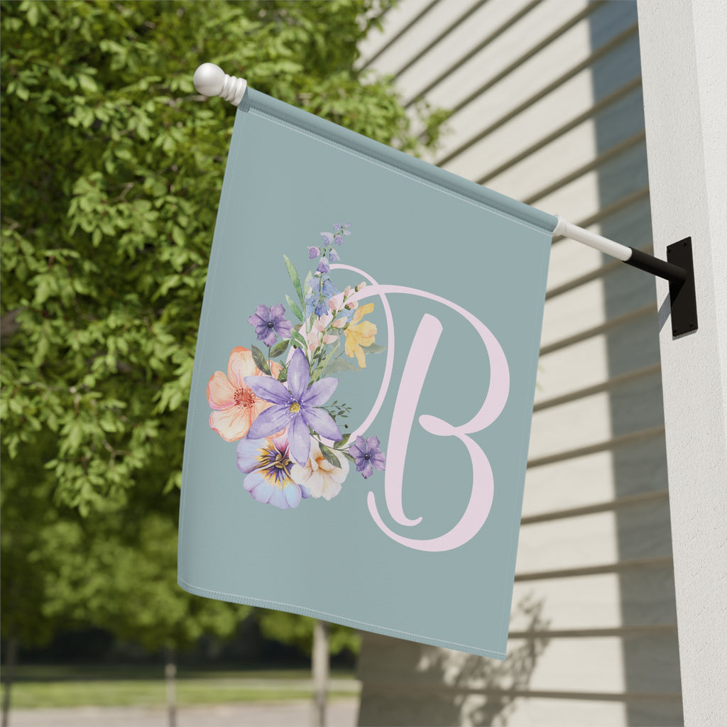 Home & Garden Banner | 'B' Monogram Pastel Garden Flag