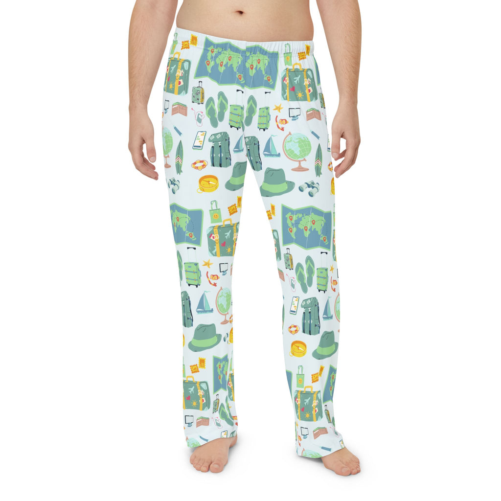 Pajama Pants | Men’s Cozy Travel Print Lounge Sleepwear