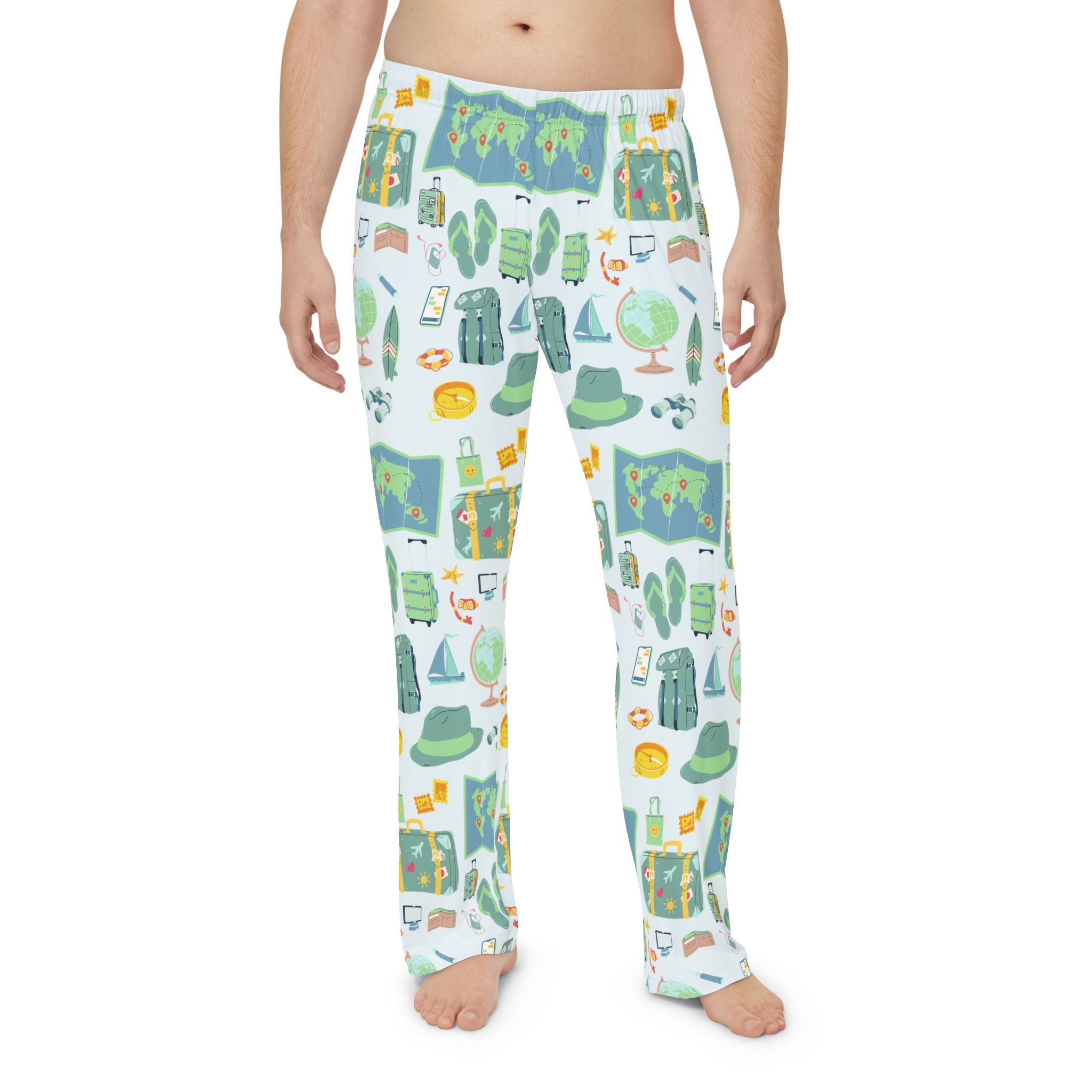 Pajama Pants | Men’s Cozy Travel Print Lounge Sleepwear