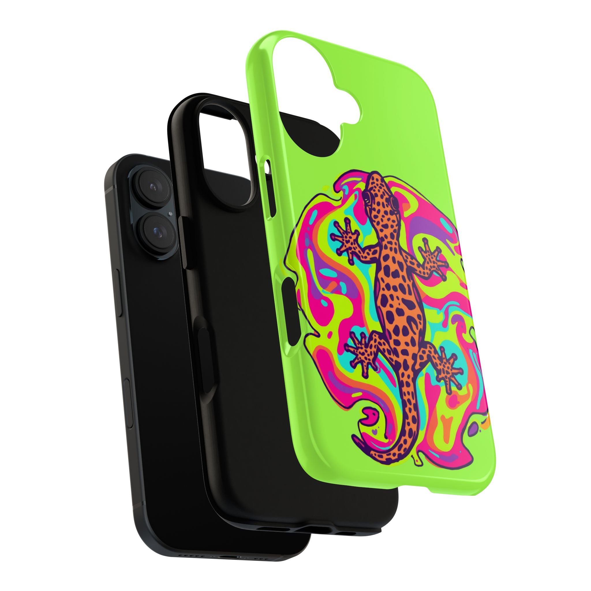 Phone Cases | Neon Leopard Gecko Swirl Phone Case
