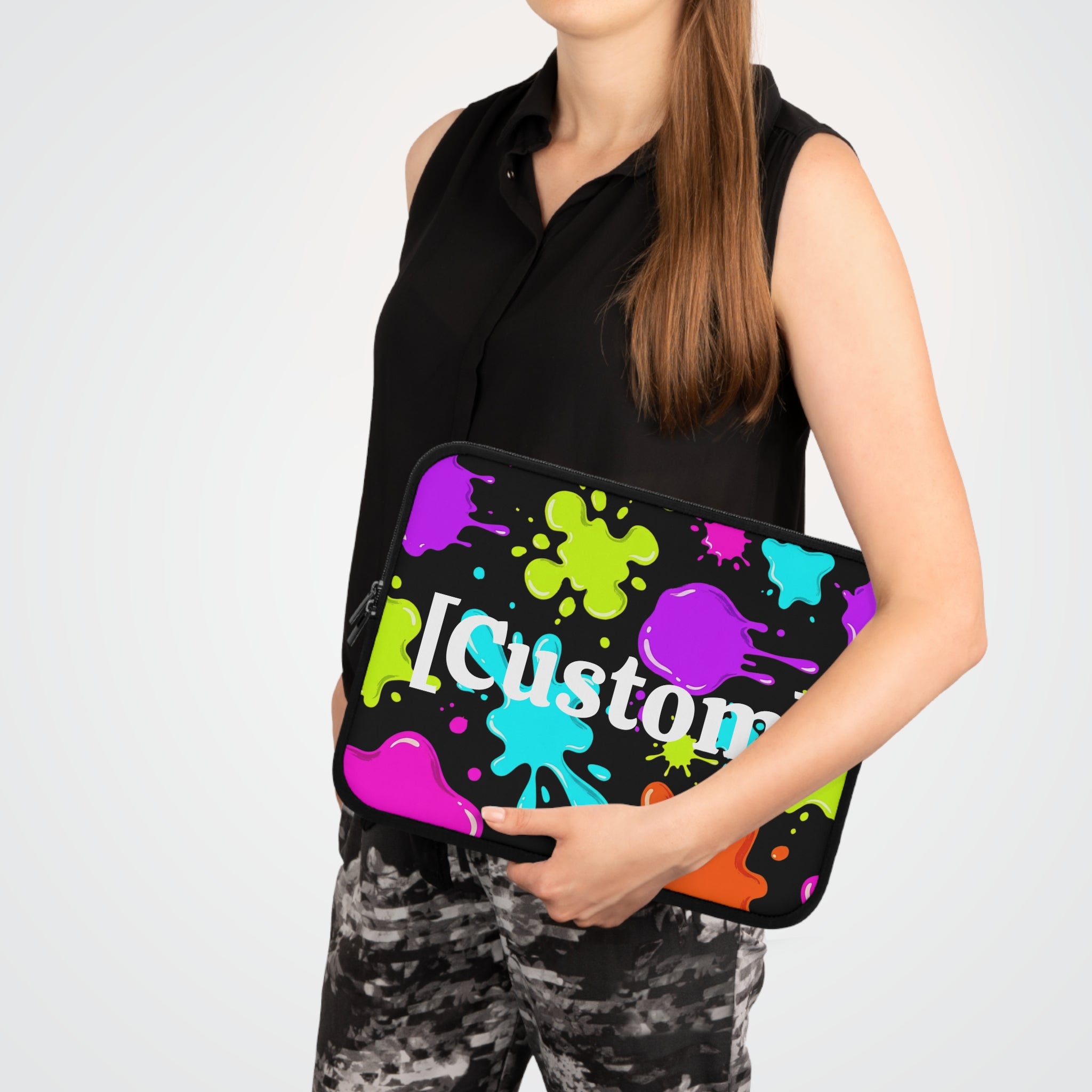 Laptop Sleeve | Personalized Neon Paint Splat Protective Case
