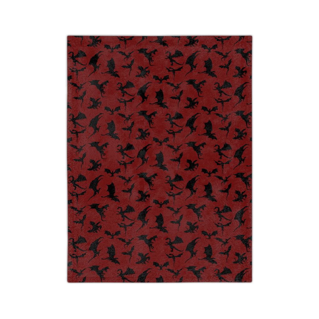 Crimson Dragons' Silhouettes Velveteen Throw