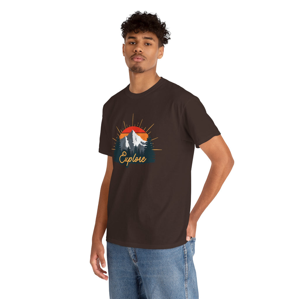 T-Shirt | Vintage Sunset 'Explore' Outdoor Adventure Shirt