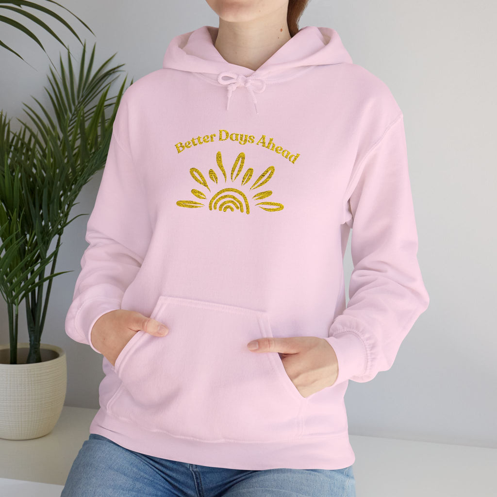 Hoodie | ‘Better Days Ahead’ Above a Sunrise  Embroidered Graphic
