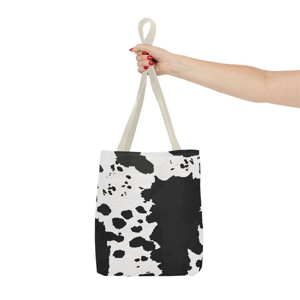 Tote Bag | Black & White Cow Print Patterned Shoulder Tote