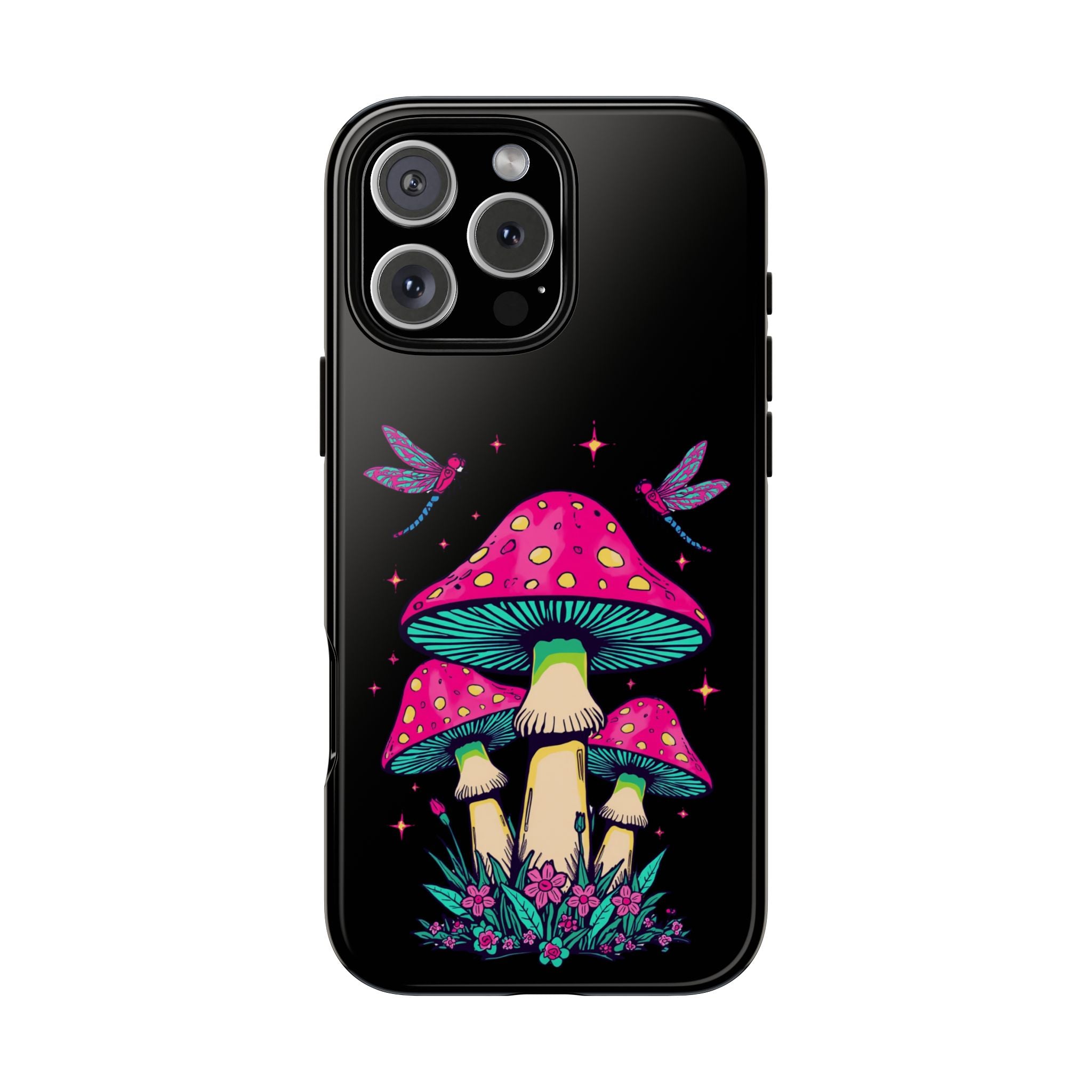Phone Cases | Colorful Mushroom and Dragonfly Print Tough Case