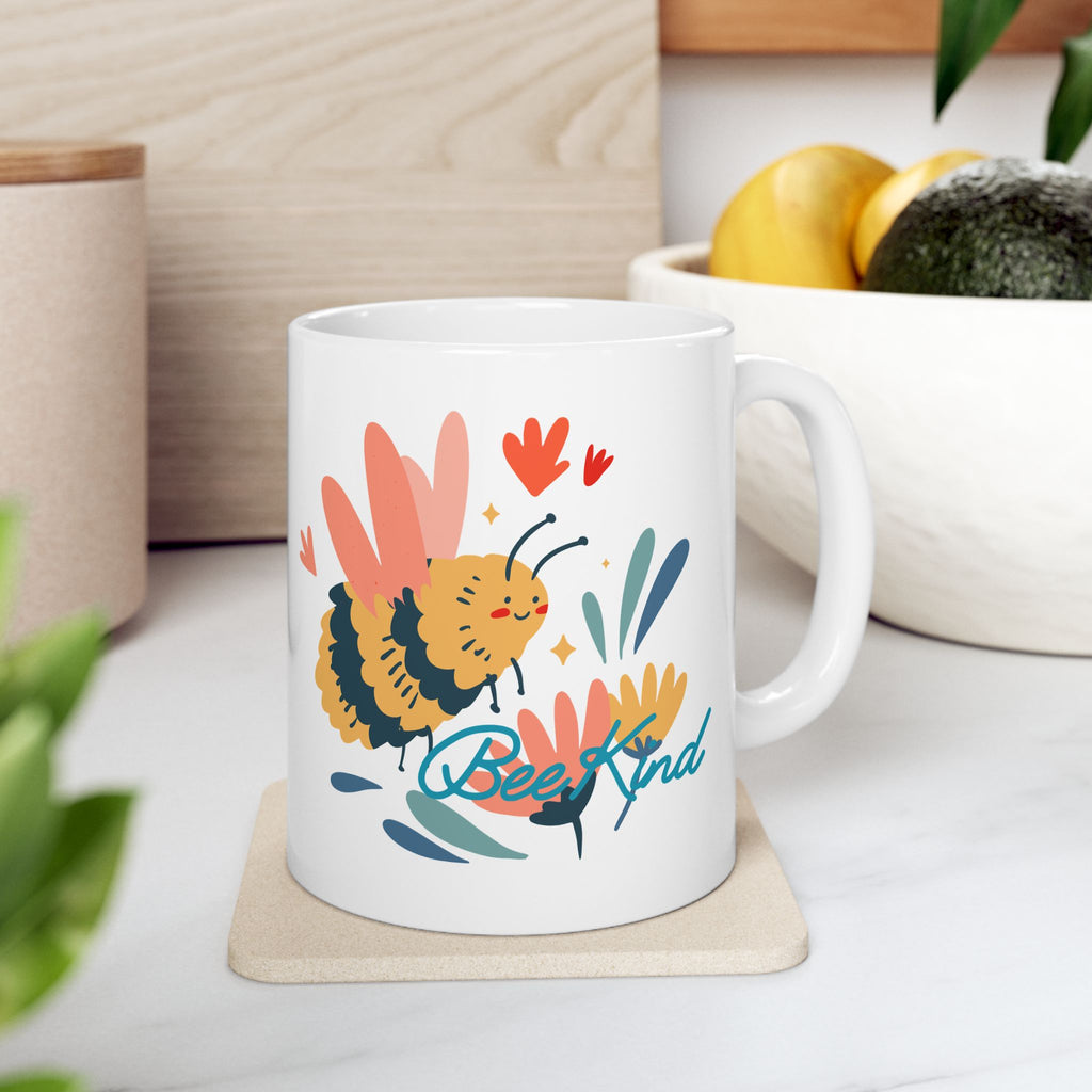 Coffee Mug | Floral 'Bee Kind' Ceramic Mug
