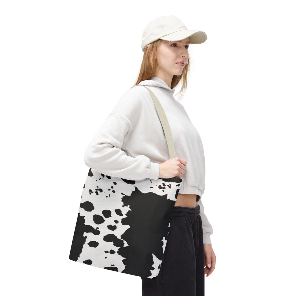Tote Bag | Black & White Cow Print Patterned Shoulder Tote