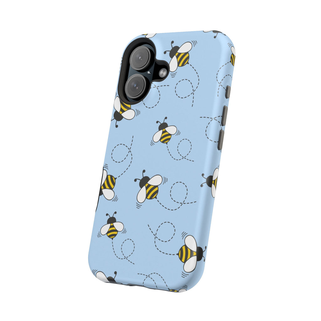 Phone Case | Sky Blue Bee Pattern Magnetic Impact-Resistant Phone Case