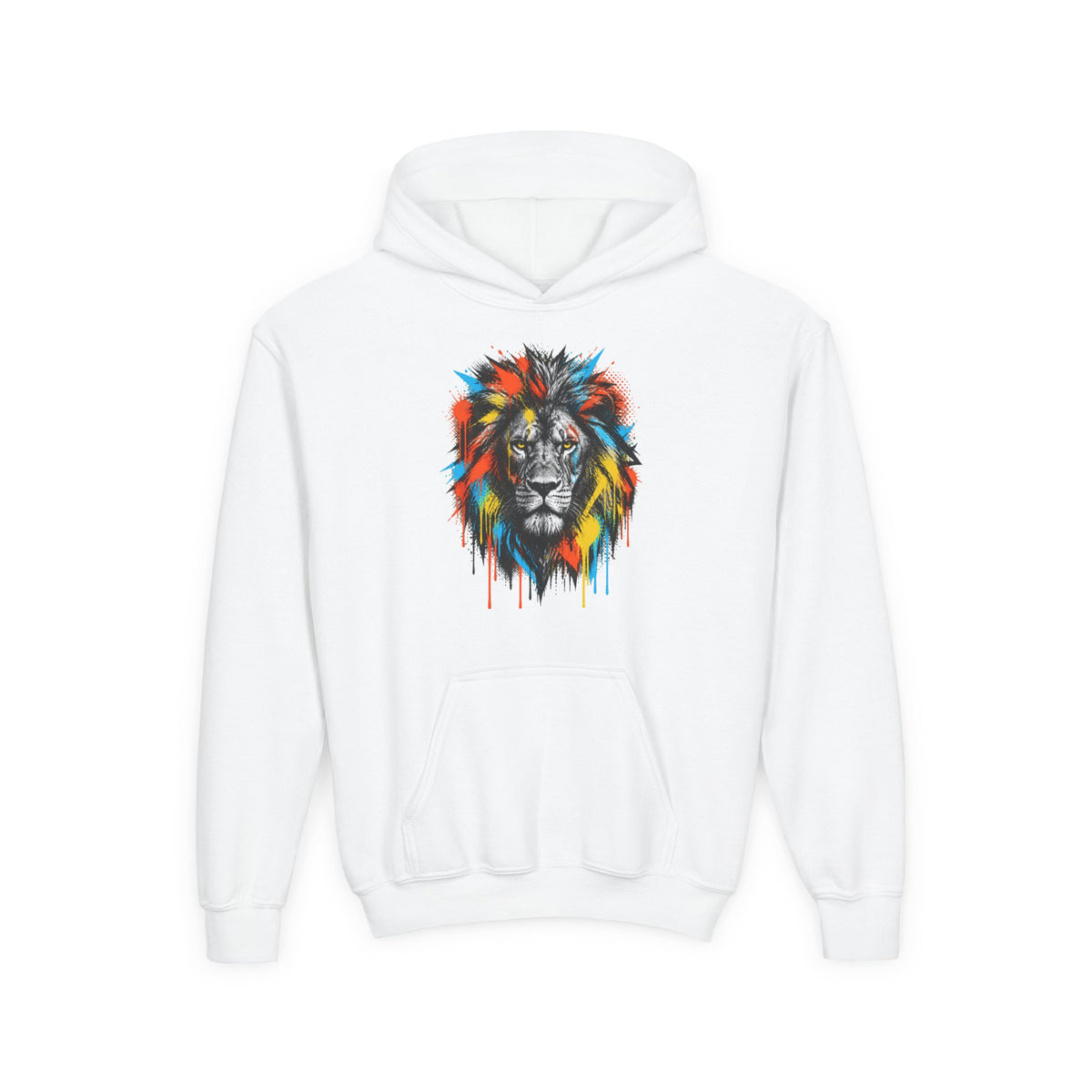Lion Spirit Paint Drips Youth Hoodie