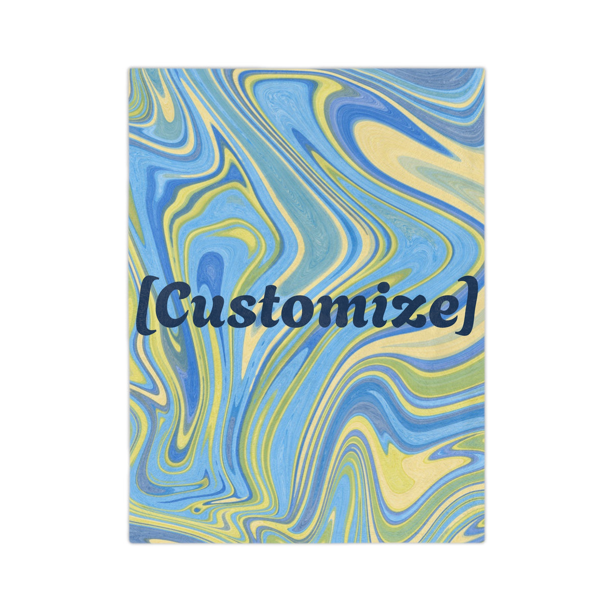 Customizable Blue-Yellow Marble Velveteen Throw