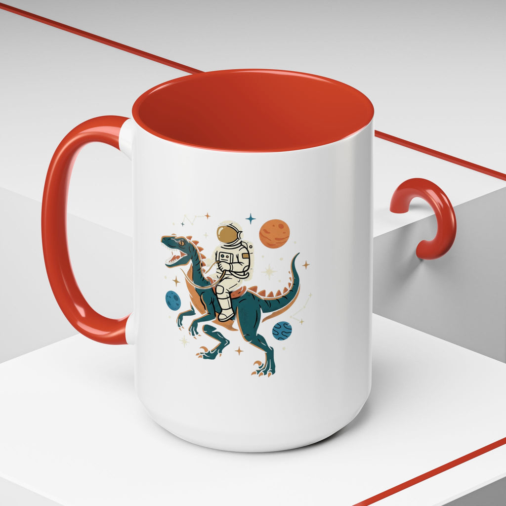 Coffee Mug | Astronaut Riding Velociraptor Accent Mug