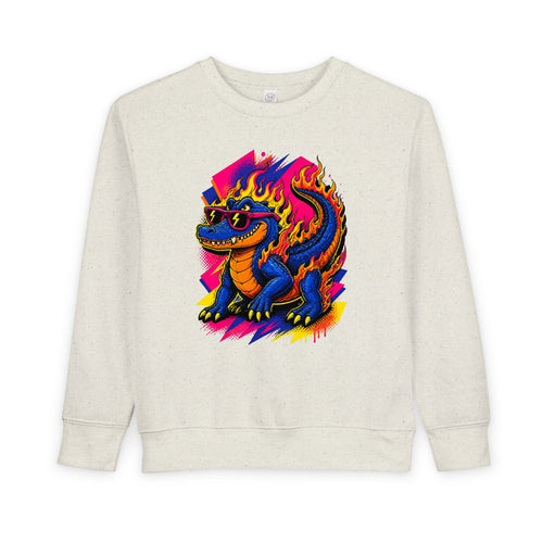 Bold Neon Alligator Sweatshirt for Tots