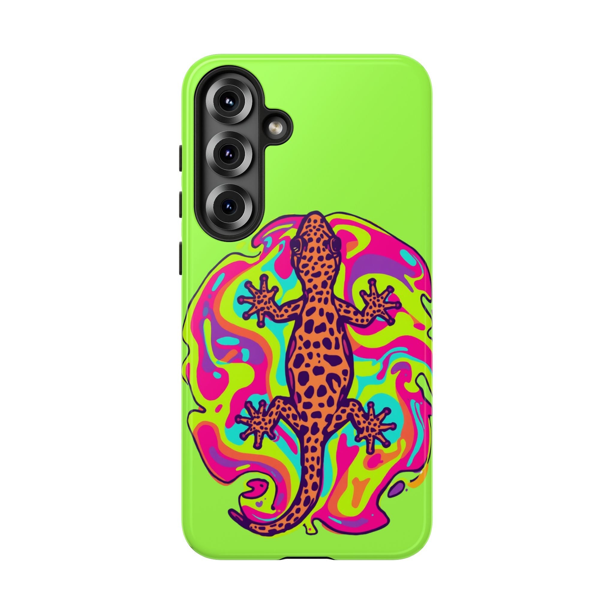 Phone Cases | Neon Leopard Gecko Swirl Phone Case