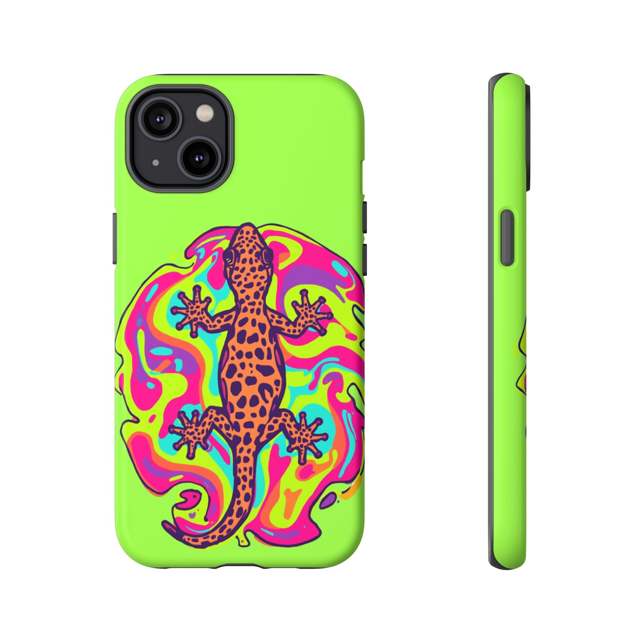 Phone Cases | Neon Leopard Gecko Swirl Phone Case