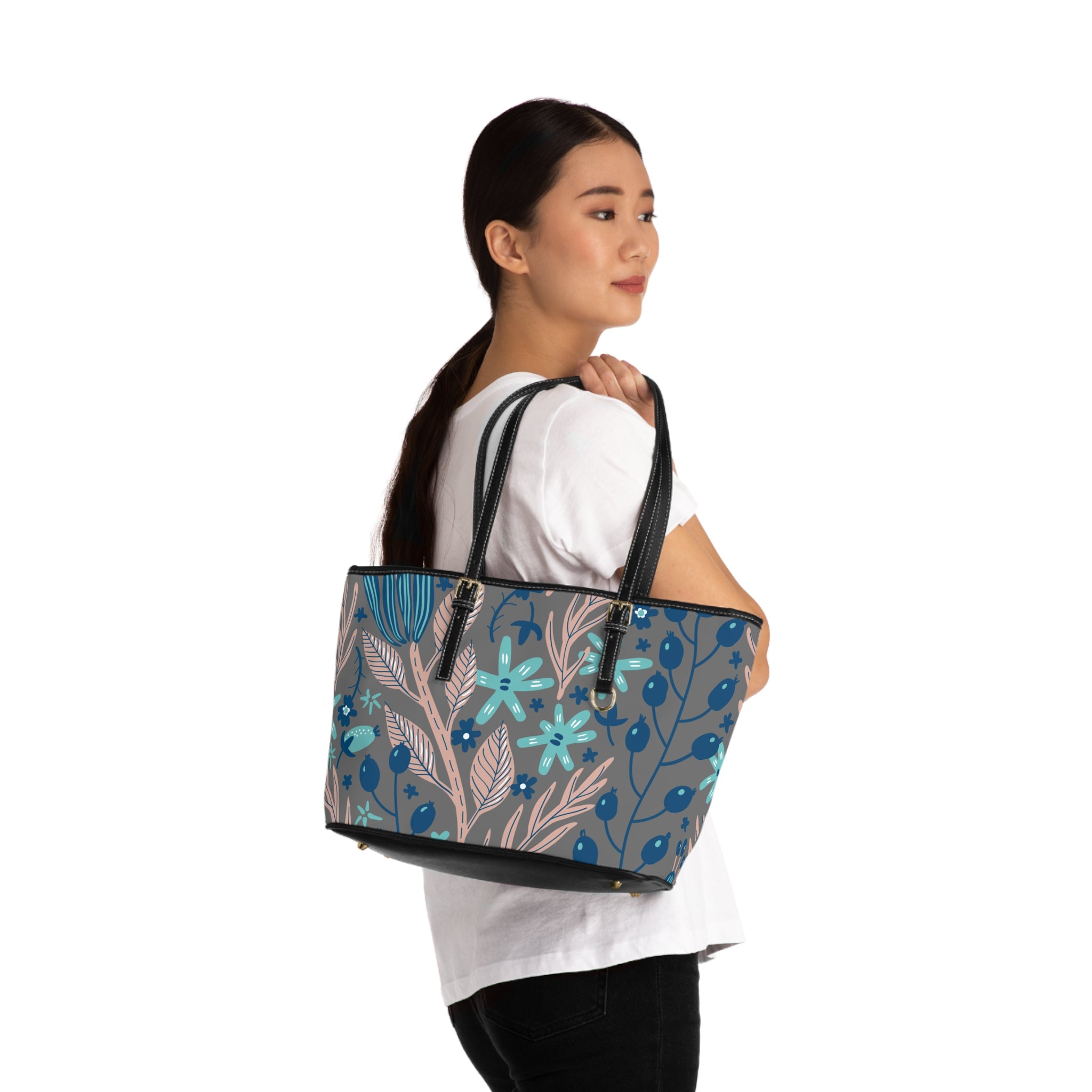 Handbag | Boho Blue Garden PU Leather Shoulder Bag