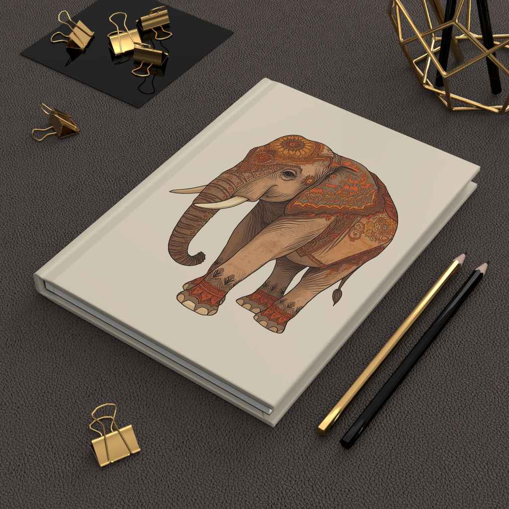 Journal | Illustrated Indian-Style Boho Elephant Hardcover Notebook