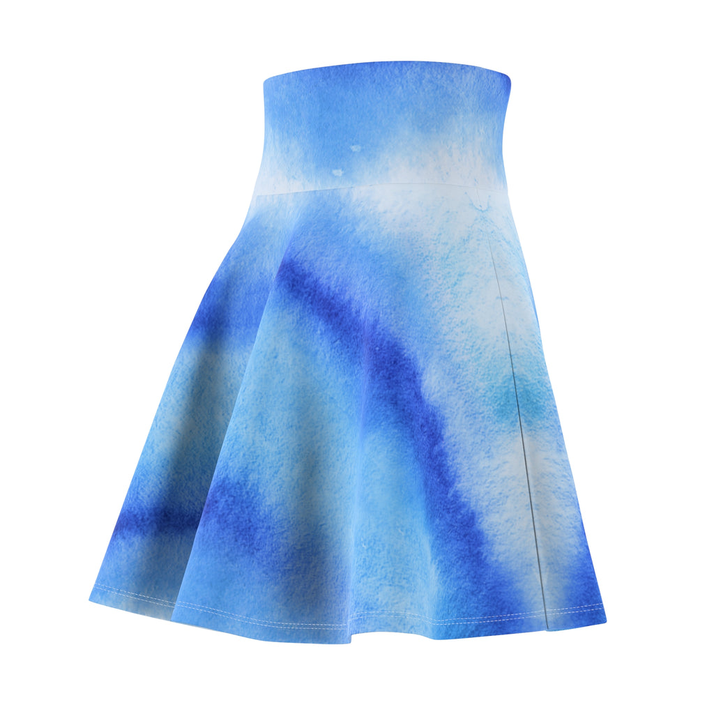 Women's Skater Skirt | Soft Blue Watercolor Ocean Skirt