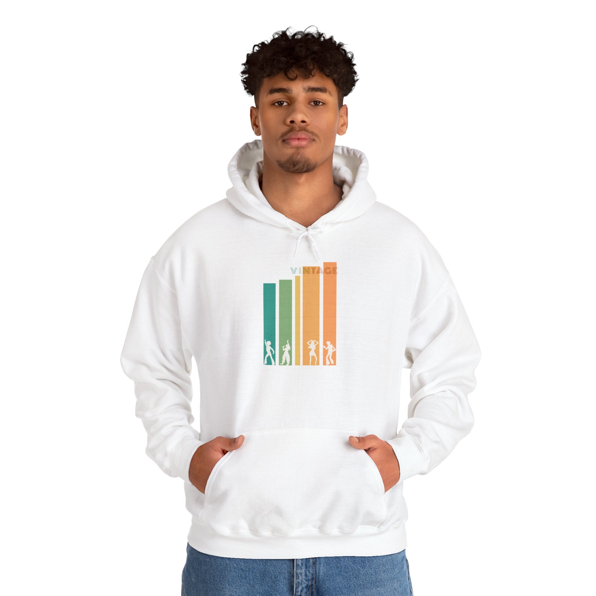 Hoodie | Colorful Retro Vertical Bars 'Vintage' Hooded Sweatshirt