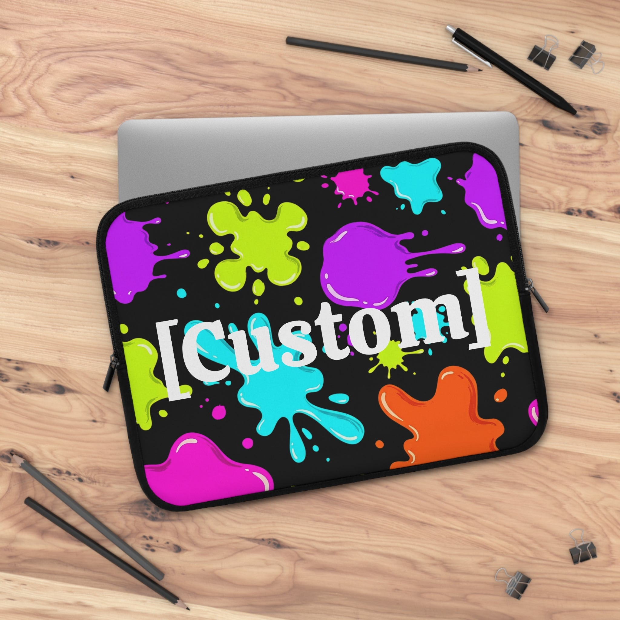 Laptop Sleeve | Personalized Neon Paint Splat Protective Case