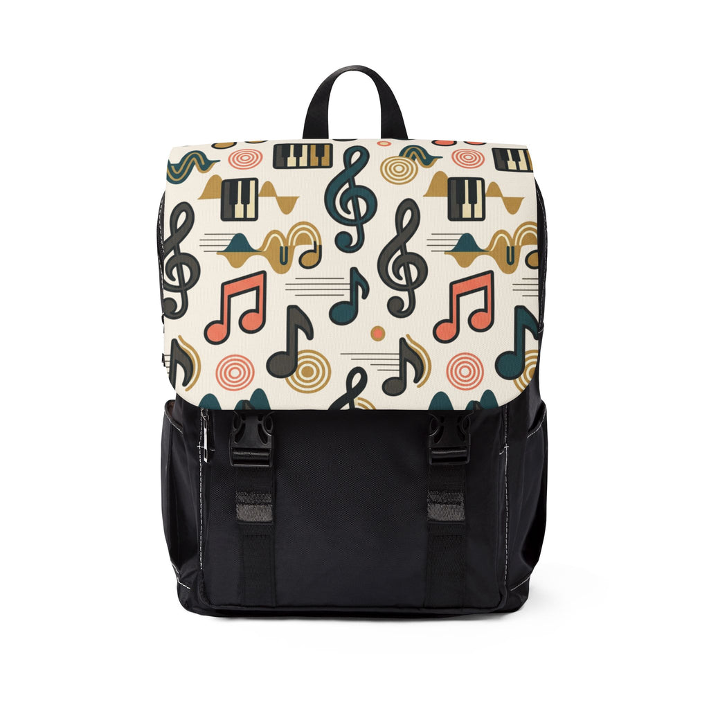 Backpack | Retro Musical Pattern Canvas Shoulder Bag