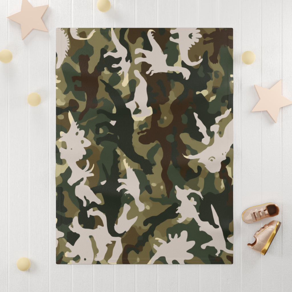 Baby Blanket | Soft Fleece Camouflage Dinosaur Nursery Throw