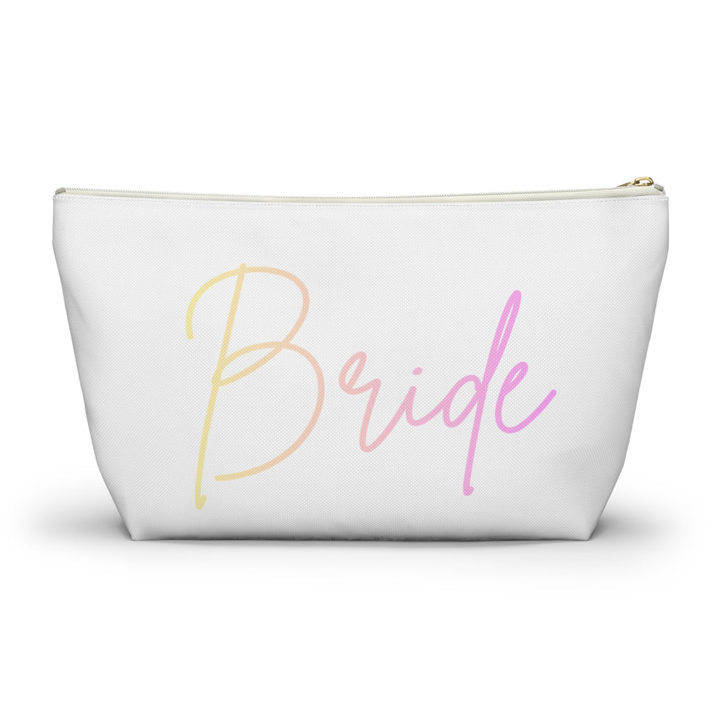 T Bottom Accessory Pouch | 'Bride' Script Pastels | Bridal Party Cosmetic Bag