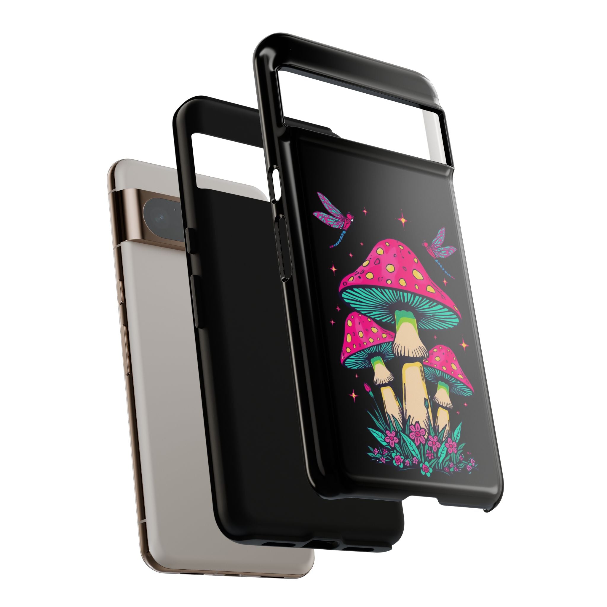 Phone Cases | Colorful Mushroom and Dragonfly Print Tough Case