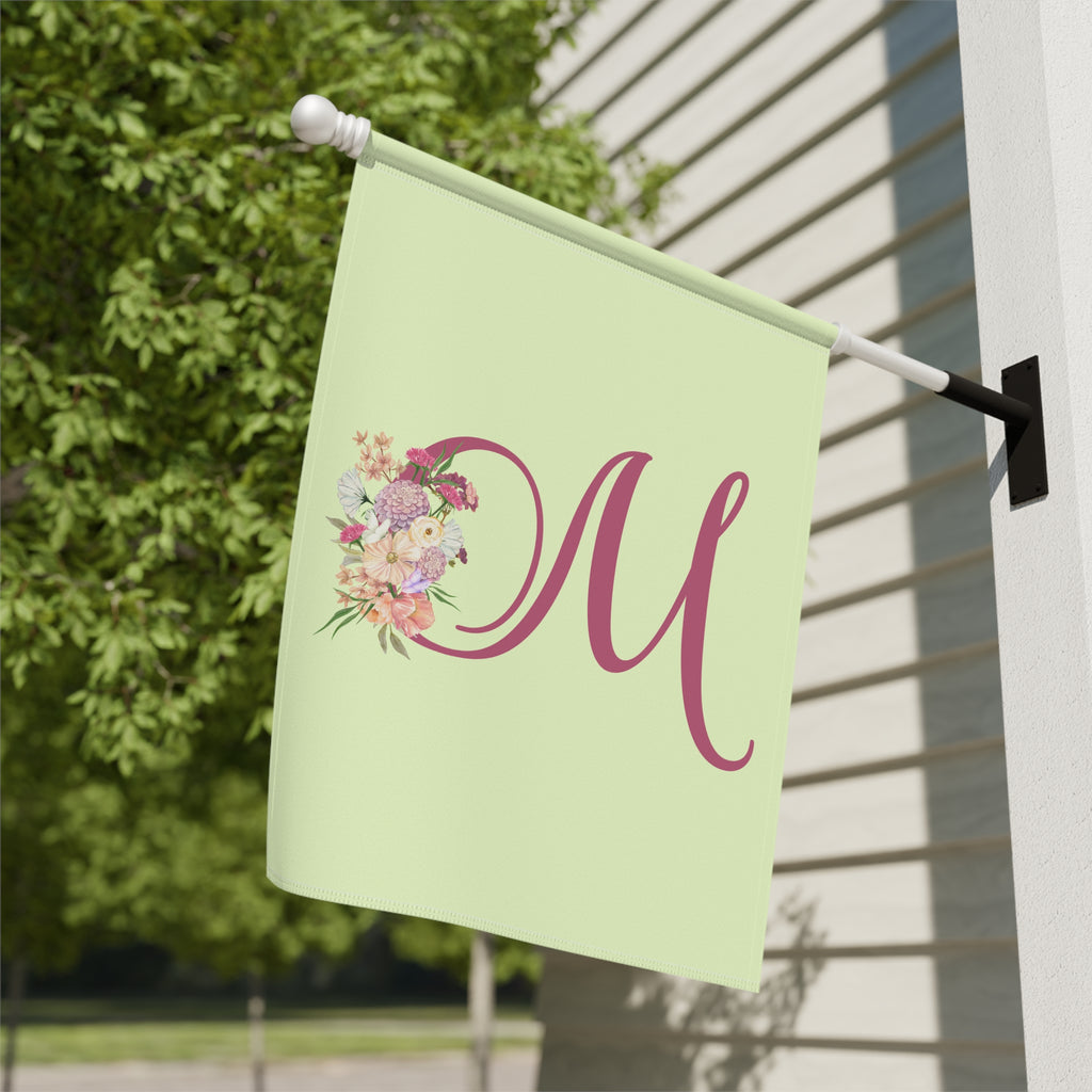 Home & Garden Banner | 'M' Monogram Crisp Colors Floral Flag