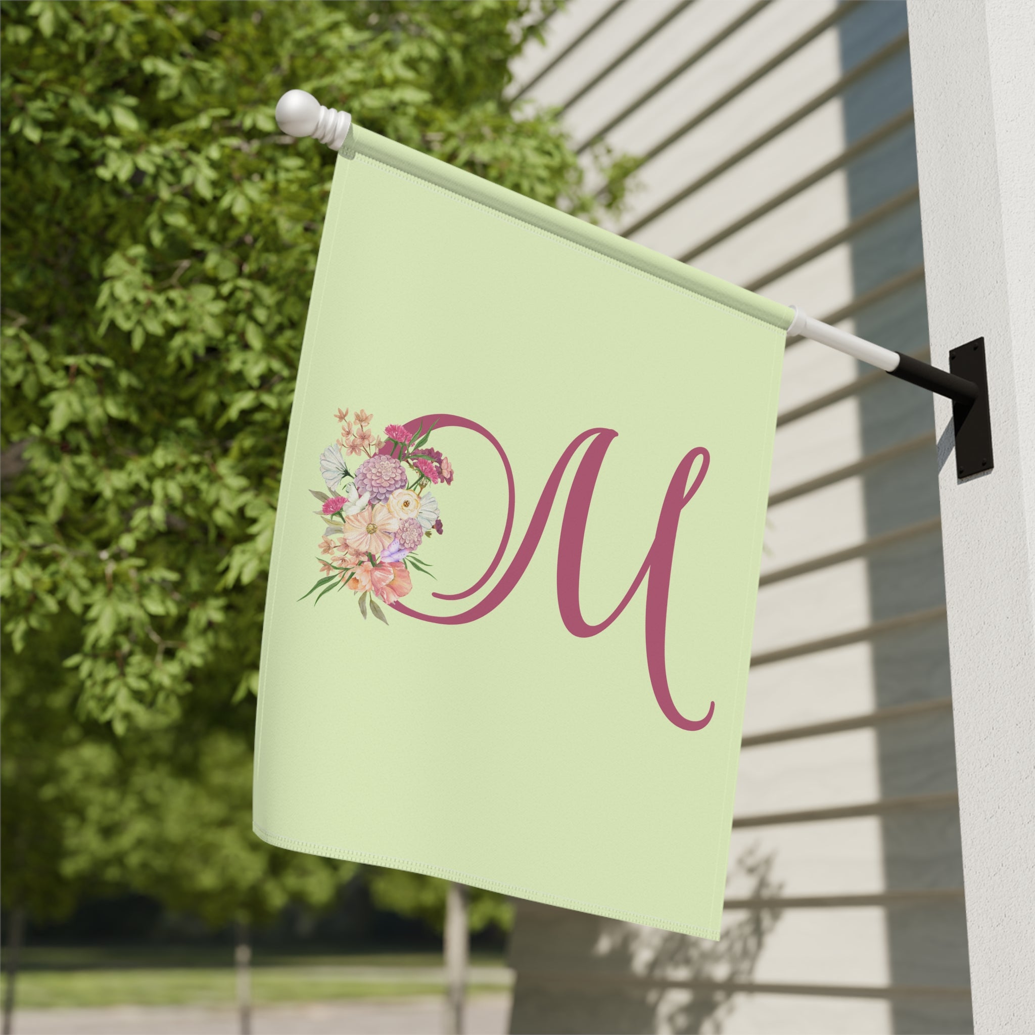 Home & Garden Banner | 'M' Monogram Crisp Colors Floral Flag