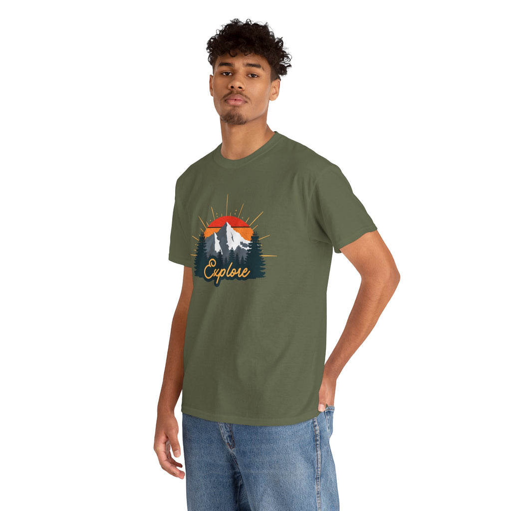 T-Shirt | Vintage Sunset 'Explore' Outdoor Adventure Shirt