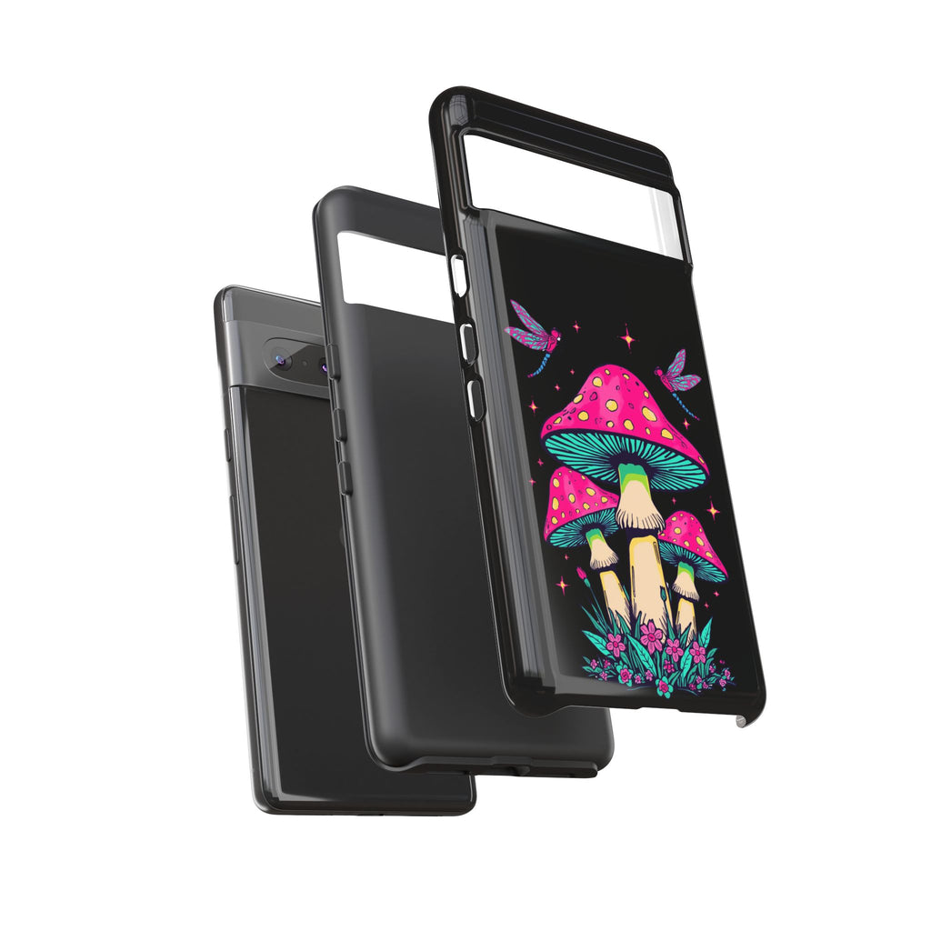 Phone Cases | Colorful Mushroom and Dragonfly Print Tough Case