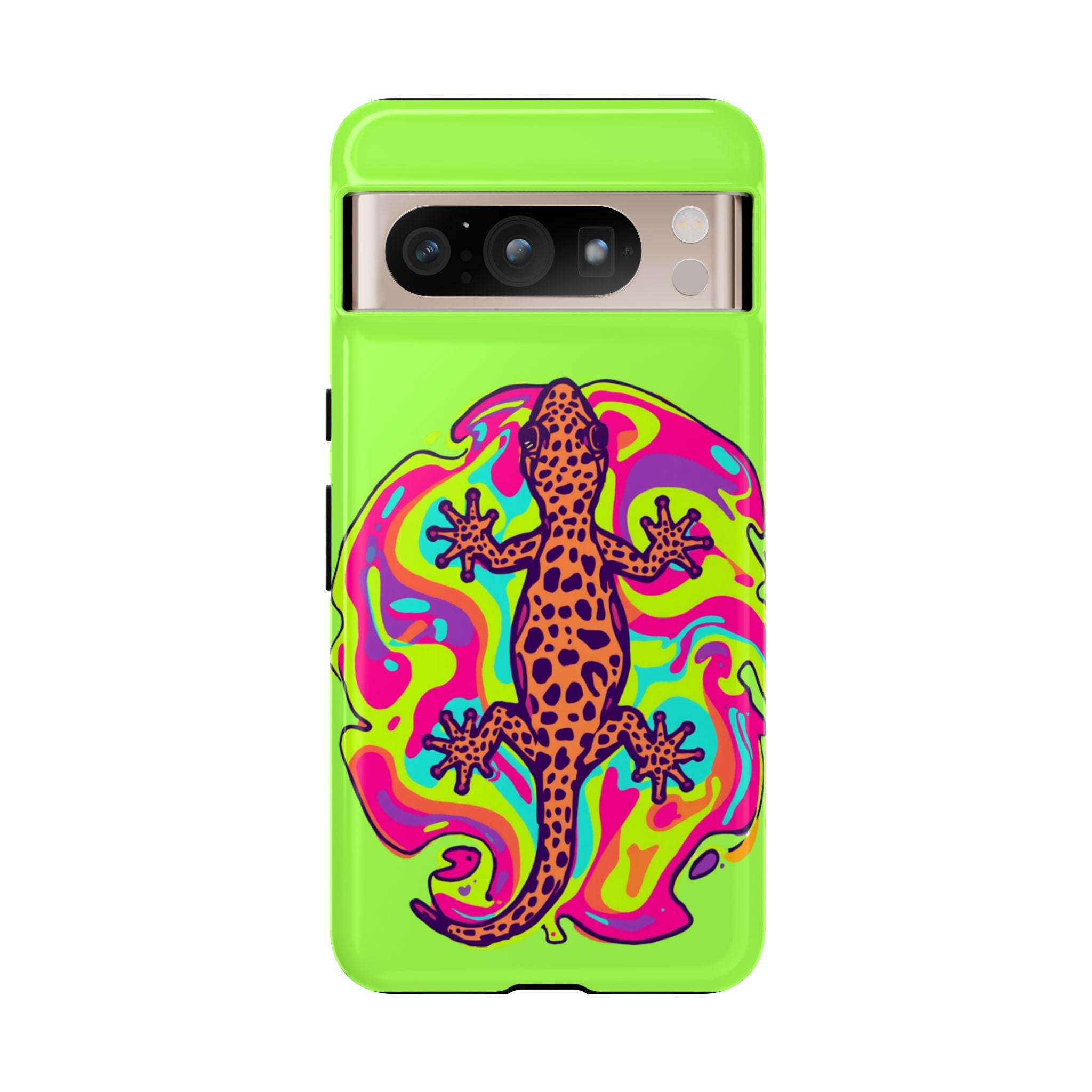 Phone Cases | Neon Leopard Gecko Swirl Phone Case