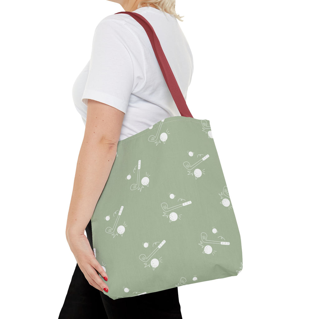 Tote Bag | Sage Green and Golf Pattern Shoulder Bag