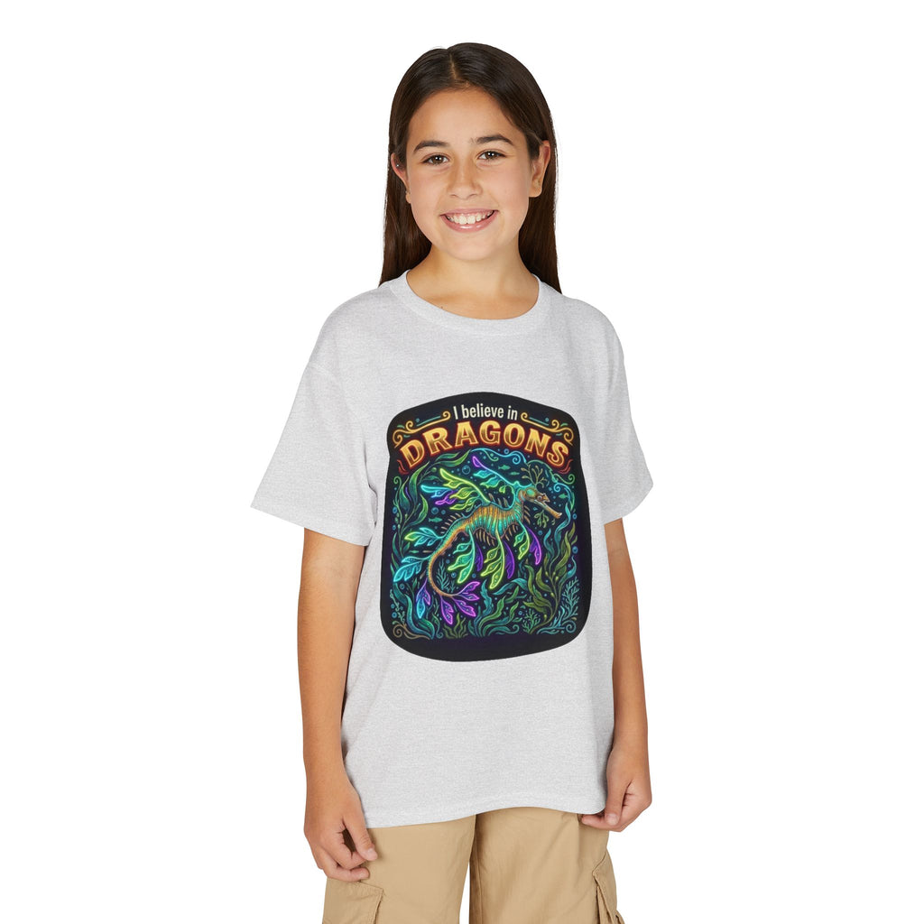 T-Shirt | 'I Believe in Dragons' Colorful Dragon Graphic Youth Tee