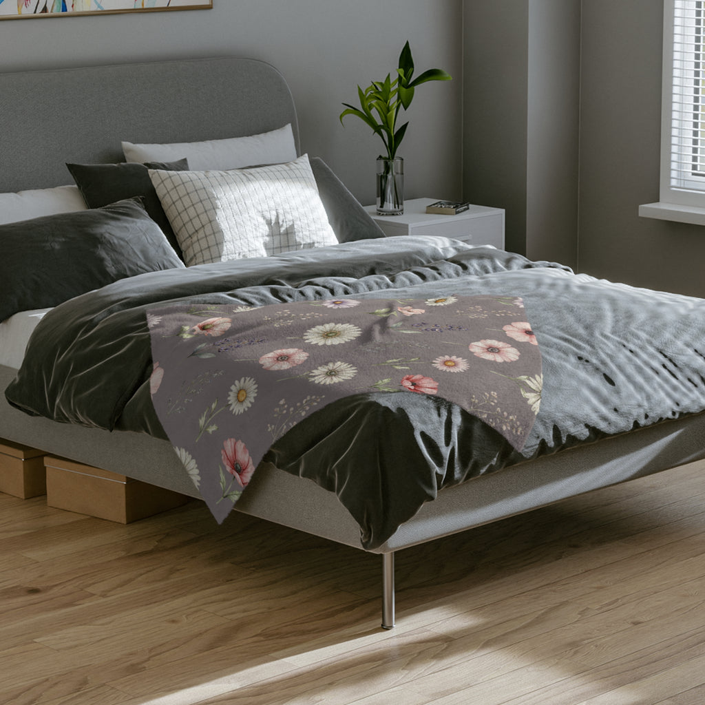 Wildflowers on Mauve Microfiber Throw