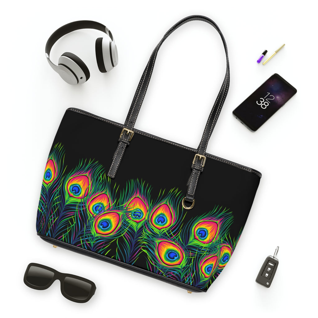 Handbag | Colorful Boho Peacock Feather Tote Bag