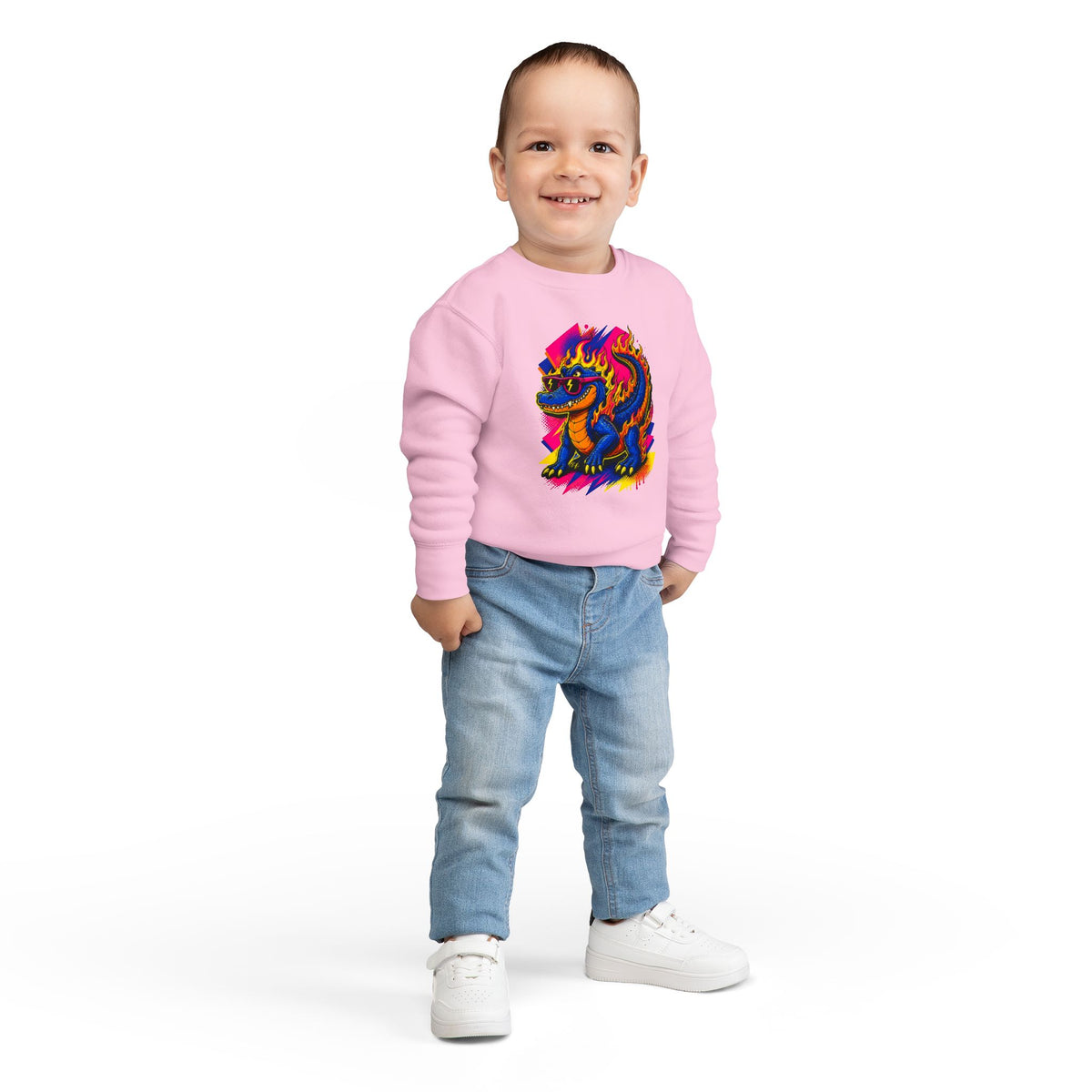 Bold Neon Alligator Sweatshirt for Tots