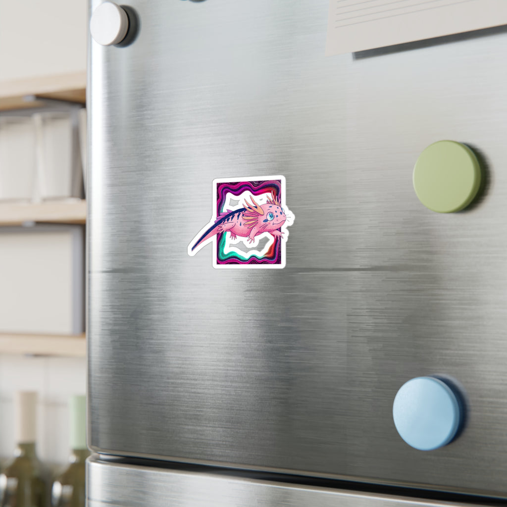 Vinyl Decal | Cute Pink Axolotl Kiss-Cut Sticker