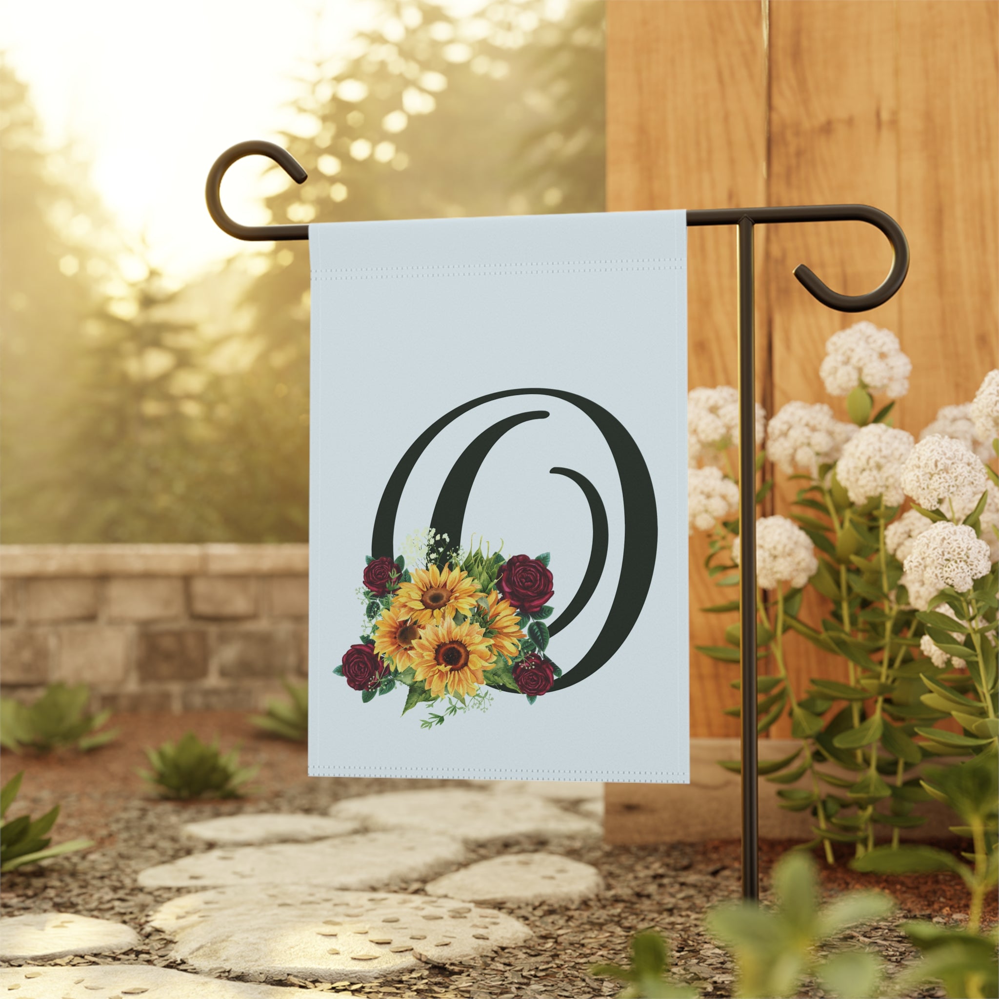 Home & Garden Banner | 'O' Monogram Sunflower & Rose Flag