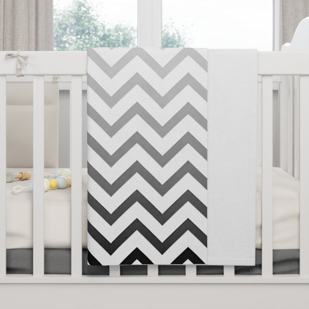 Baby Blanket | Gender Neutral Chevron Ombre Soft Fleece Nursery Throw