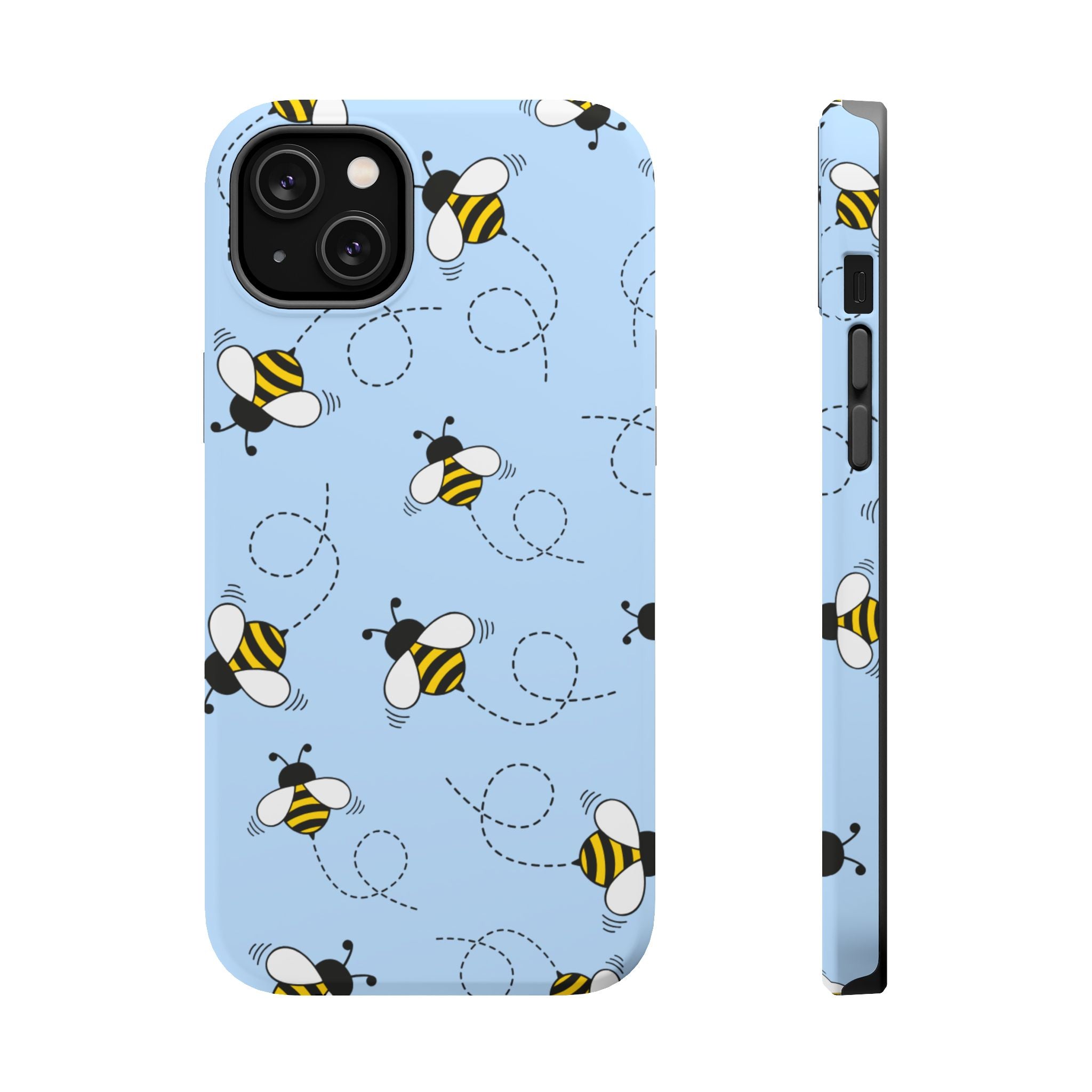 Phone Case | Sky Blue Bee Pattern Magnetic Impact-Resistant Phone Case