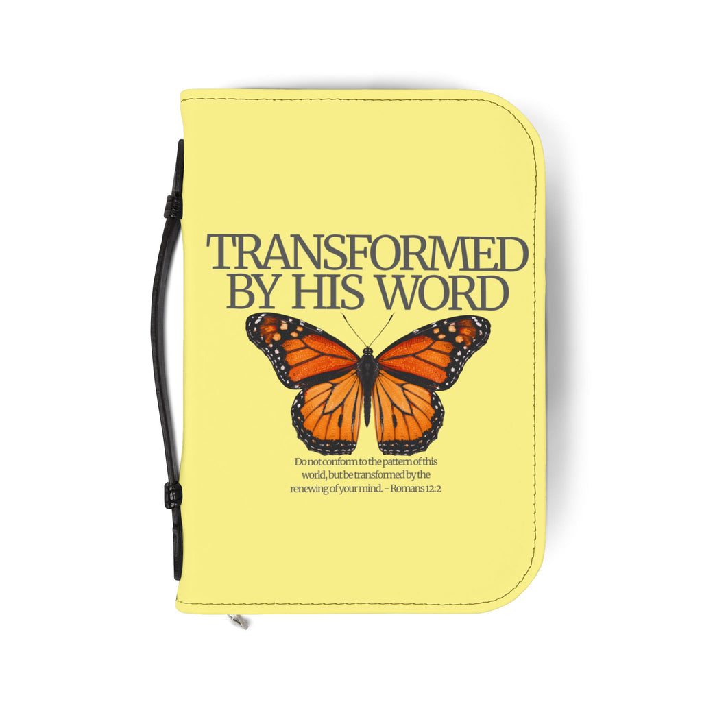 Bible Cover | Scripture 'Transformed By His Word' Butterfly Zippered Case