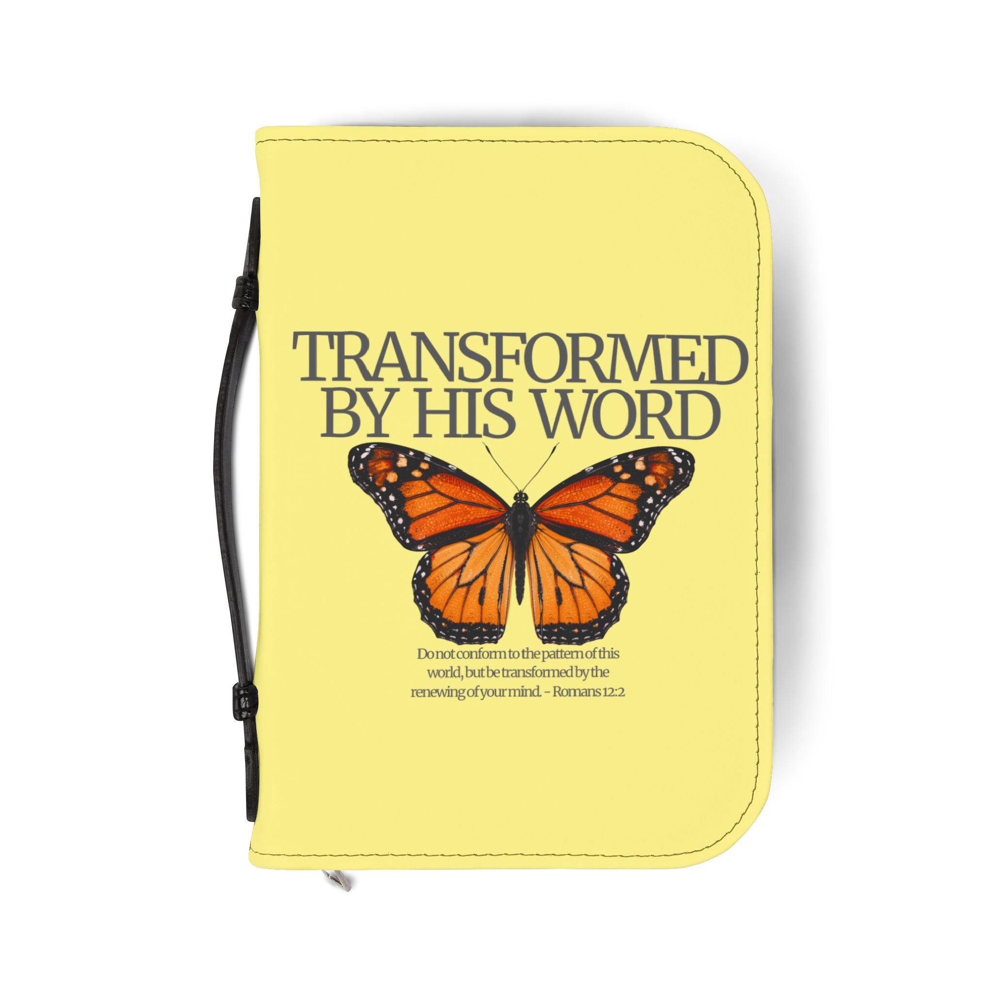 Bible Cover | Scripture 'Transformed By His Word' Butterfly Zippered Case