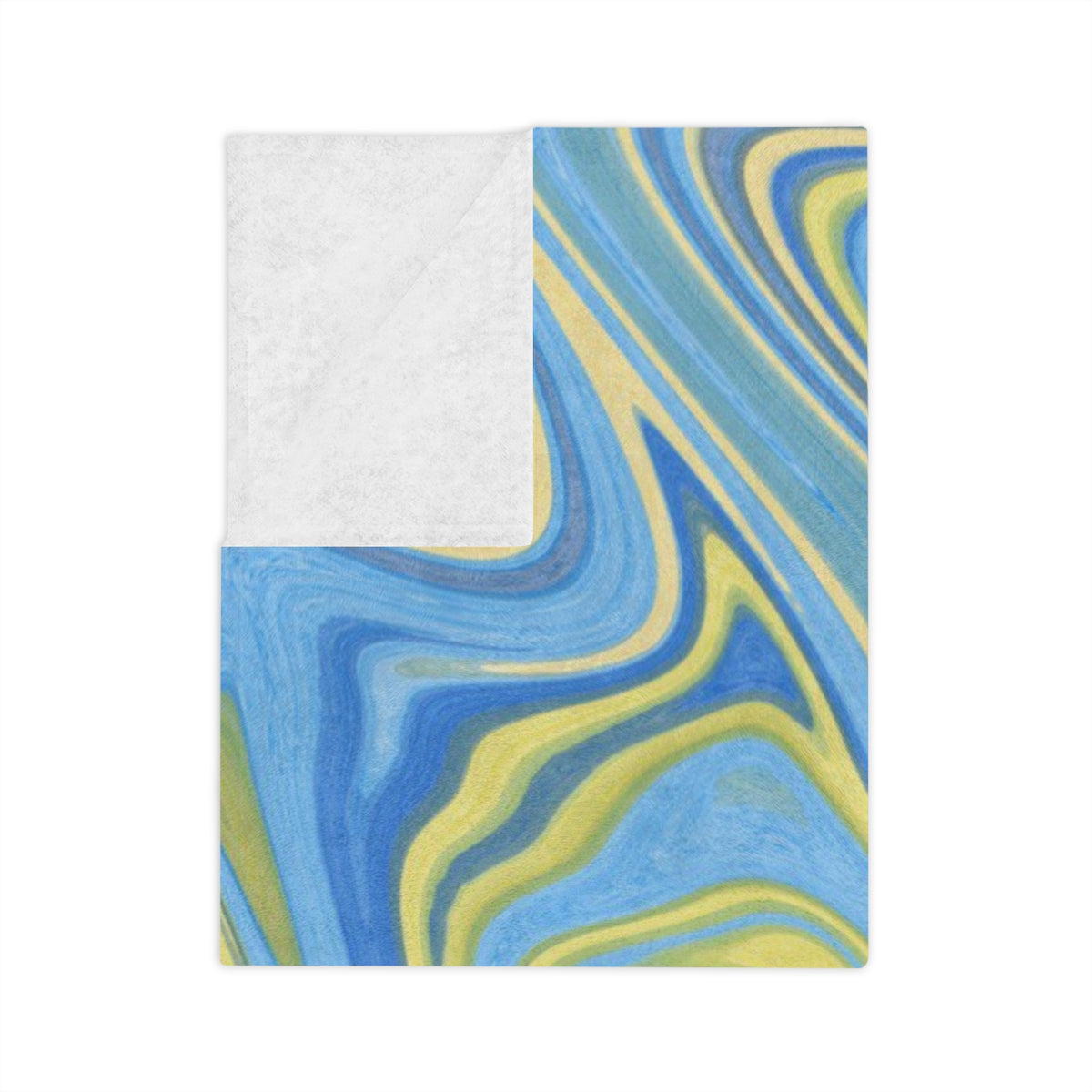 Customizable Blue-Yellow Marble Velveteen Throw