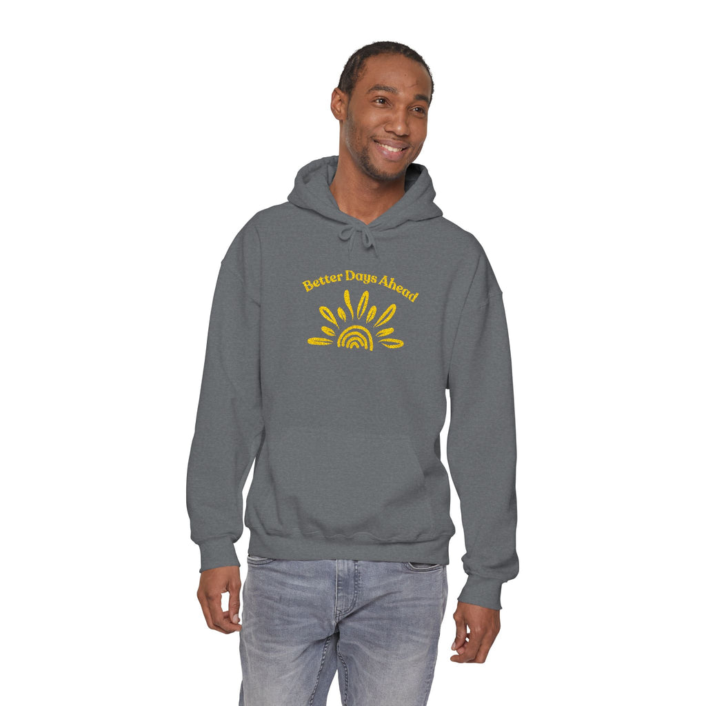 Hoodie | ‘Better Days Ahead’ Above a Sunrise  Embroidered Graphic