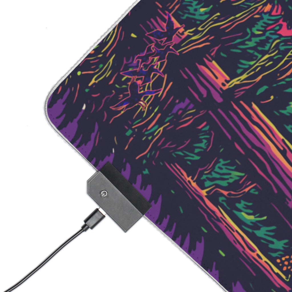Mousepad | Sunset Mountain Cabin LED Gaming Mouse Pad | RGB Desk Mat