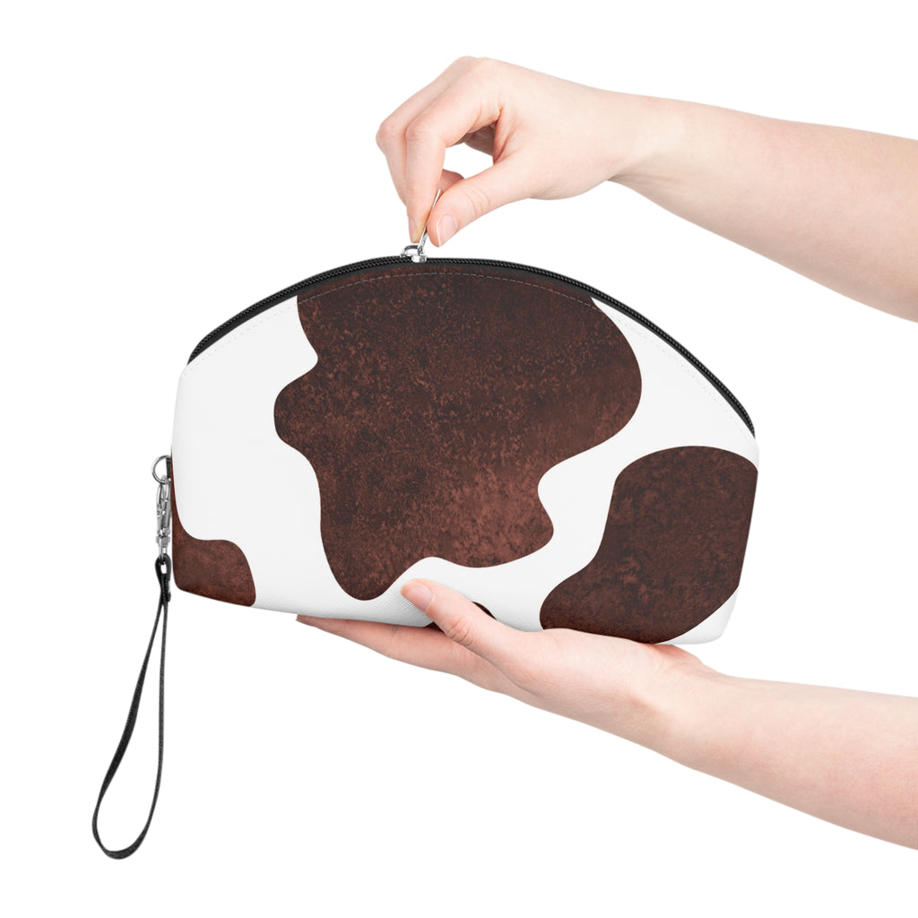 Cosmetic Pouch | Brown Rustic Cowhide Makeup Bag
