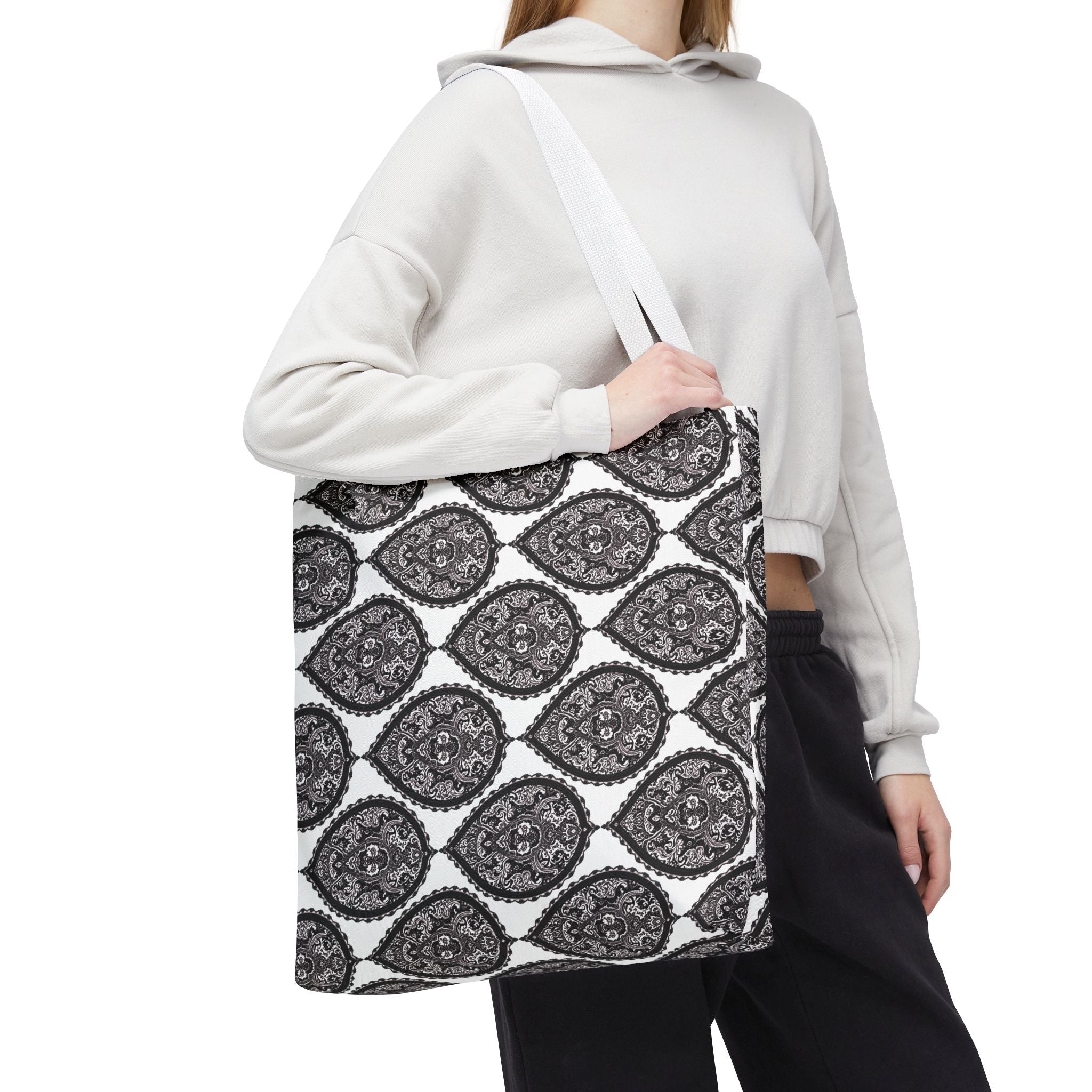 Tote Bag | Black & White Paisley Pattern